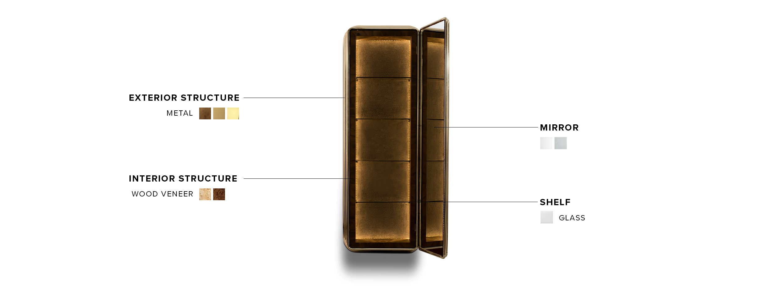 Colosseum Display Case: With LED Strips and Glass Shelves Tall Storage - Home'Society