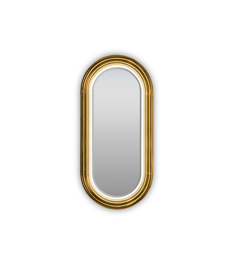Colosseum Colosseum Polished Brass with a Led Strip Golden Oval Mirror - Home'Society