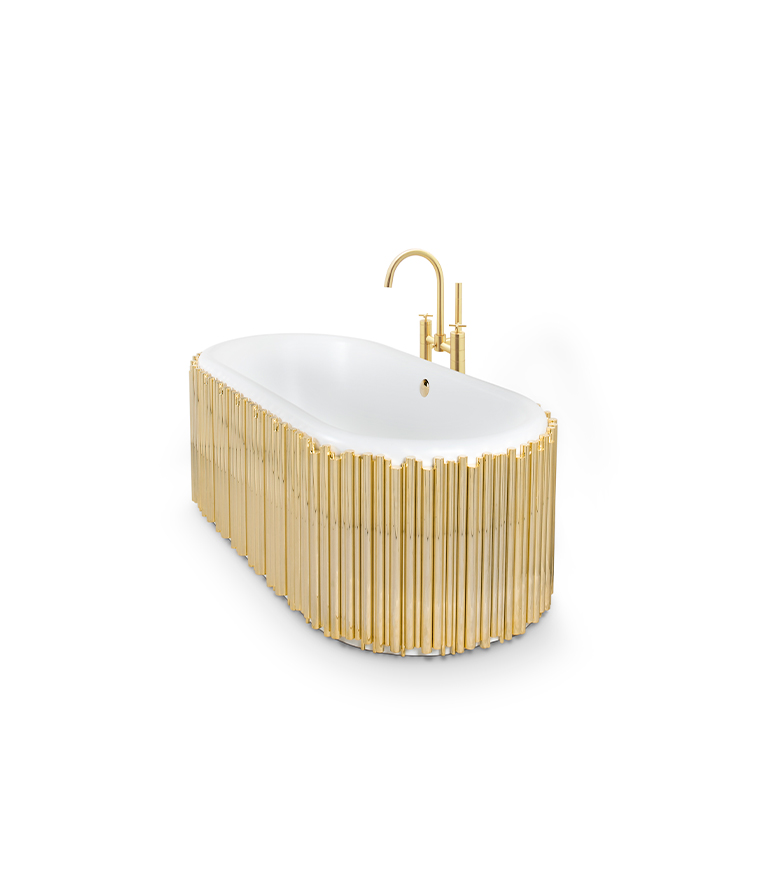 Symphony Gold Plated Brass Bathtub and White Tub - Home'Society