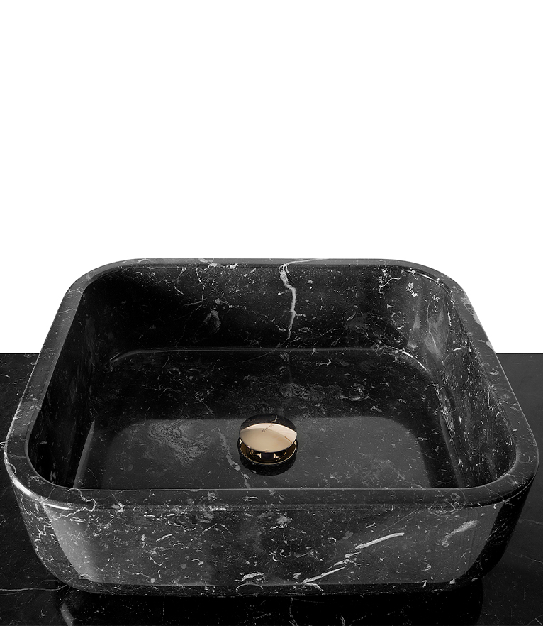 Metropolitan Wood With Black Lacquer and Marble Sink Vanity - Home'Society