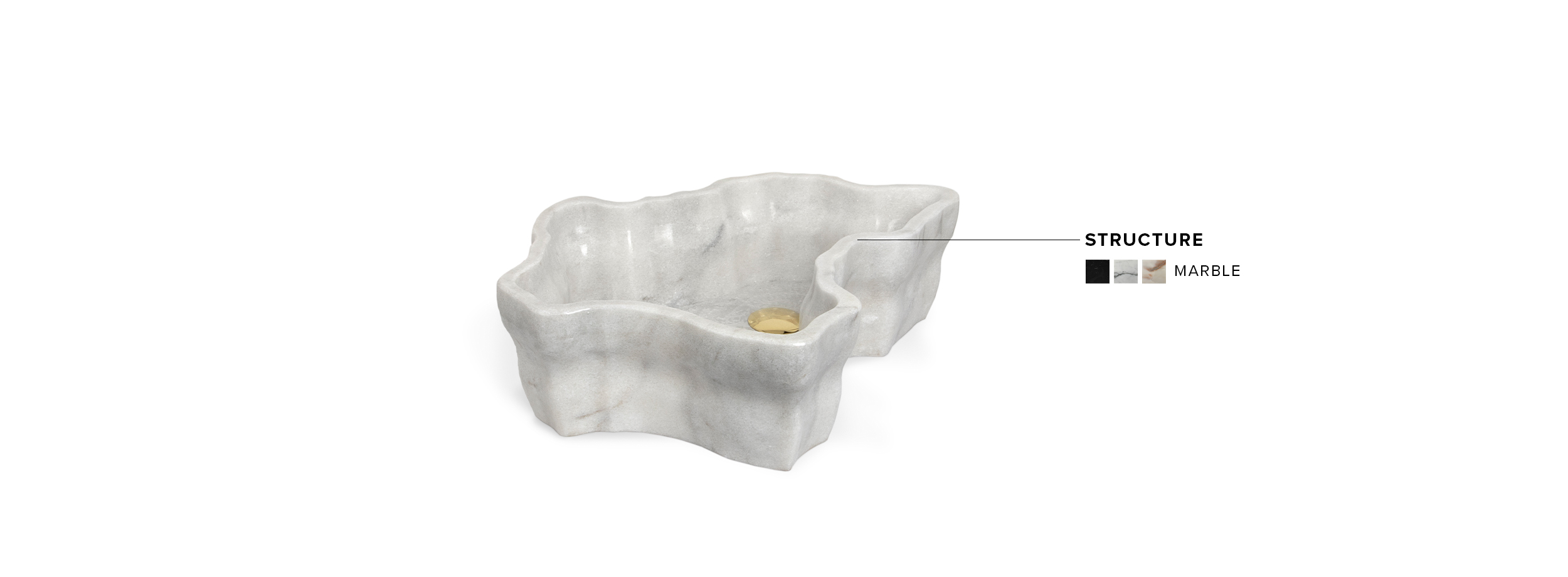 Eden Estremoz White Marble Sink with Gold Details Modern Design - Home'Society