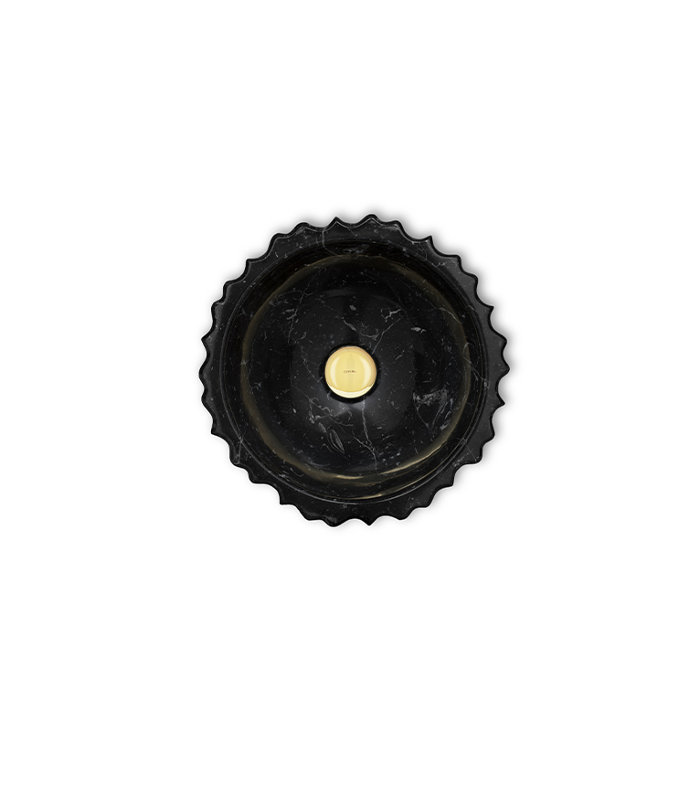 Symphony Sink: Cogwheel-Shape in Nero Marquina Marble Modern Design - Home'Society