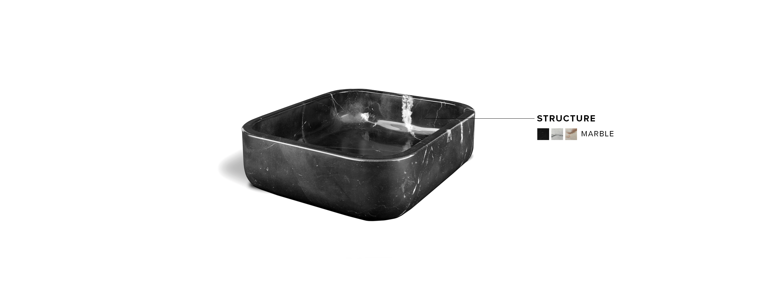 Koi Sink: Marble Rectangular in Nero Marquina, Carrara and Estremoz - Home'Society