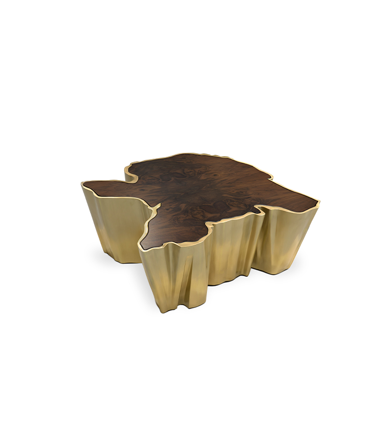 Sequoia  Coffee Table - Brass and Walnut Wood Design Modern Contemporary - Home'Society