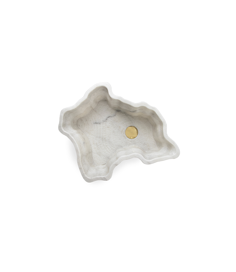 Eden Sink: Estremoz White Marble with Gold Details Modern Design - Home'Society