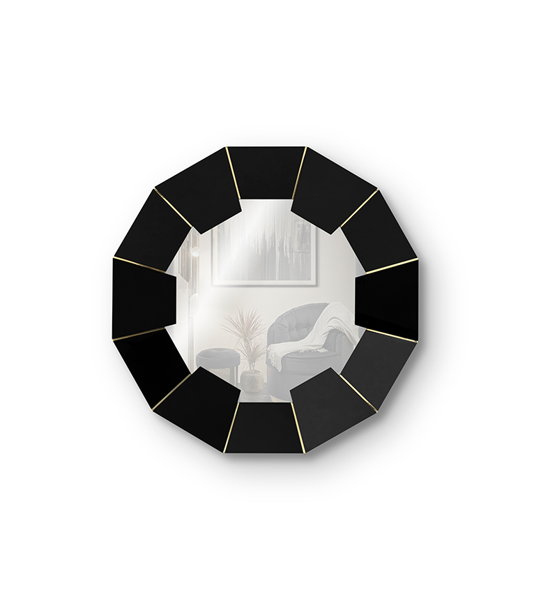 Darian Black Mirror: Black Lacquer and Brass Modern Design - Home'Society