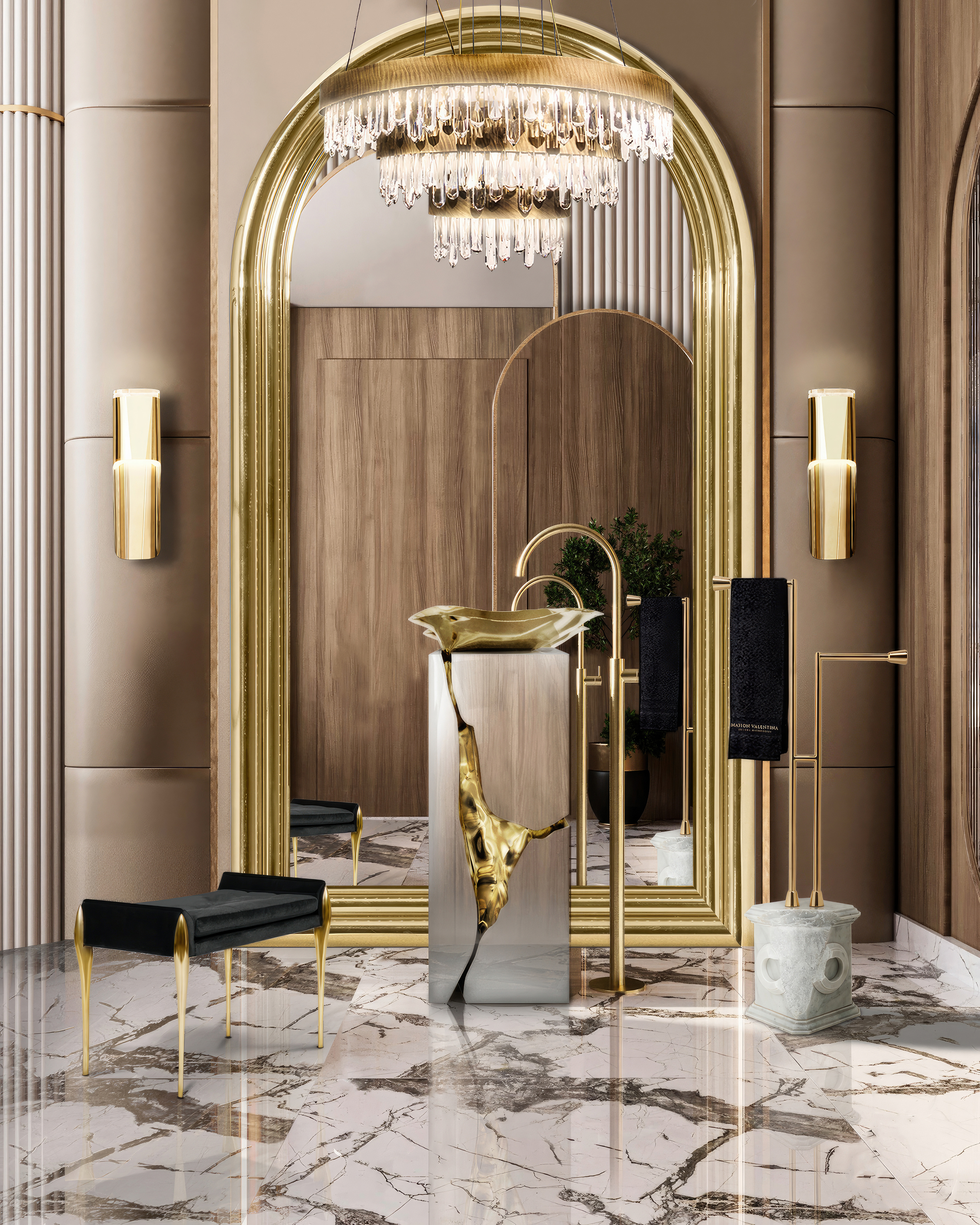 Luxury Bathroom with Golden Accents - Home'Society
