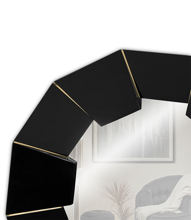 Darian Black Mirror: Black Lacquer and Brass Modern Design - Home'Society