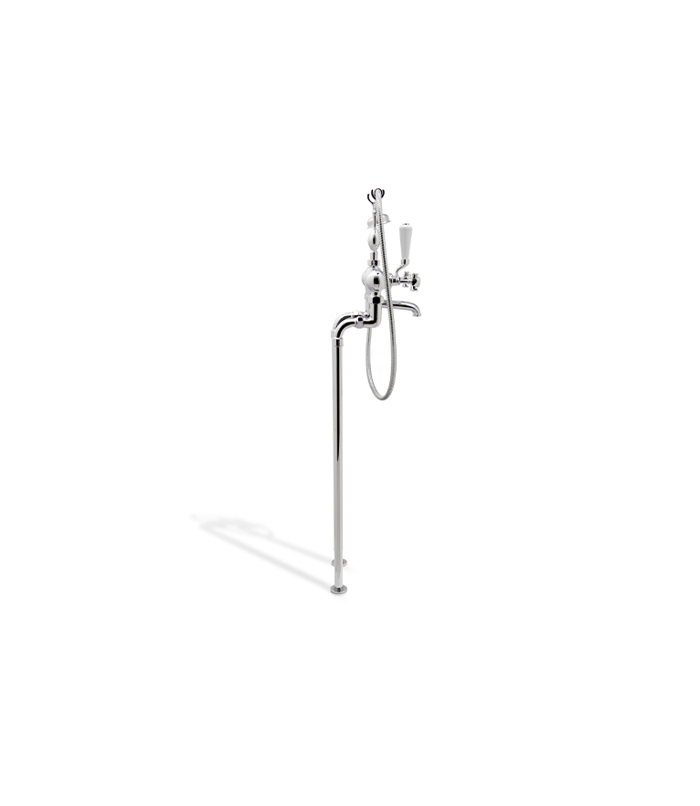 Bourgeois I Floor Mounted Mixer Tap: In Nickel-Plated With A Modern Design - Home'Society