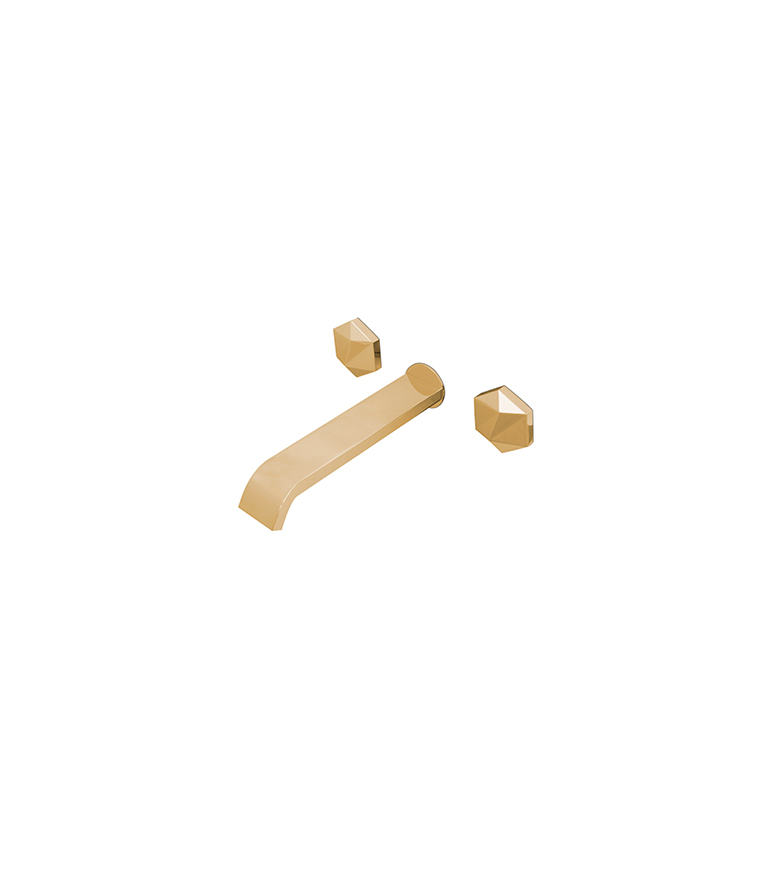 Diamond Wall Mixer Tap - Gold-Plated Brass Modern Design - Home'Society