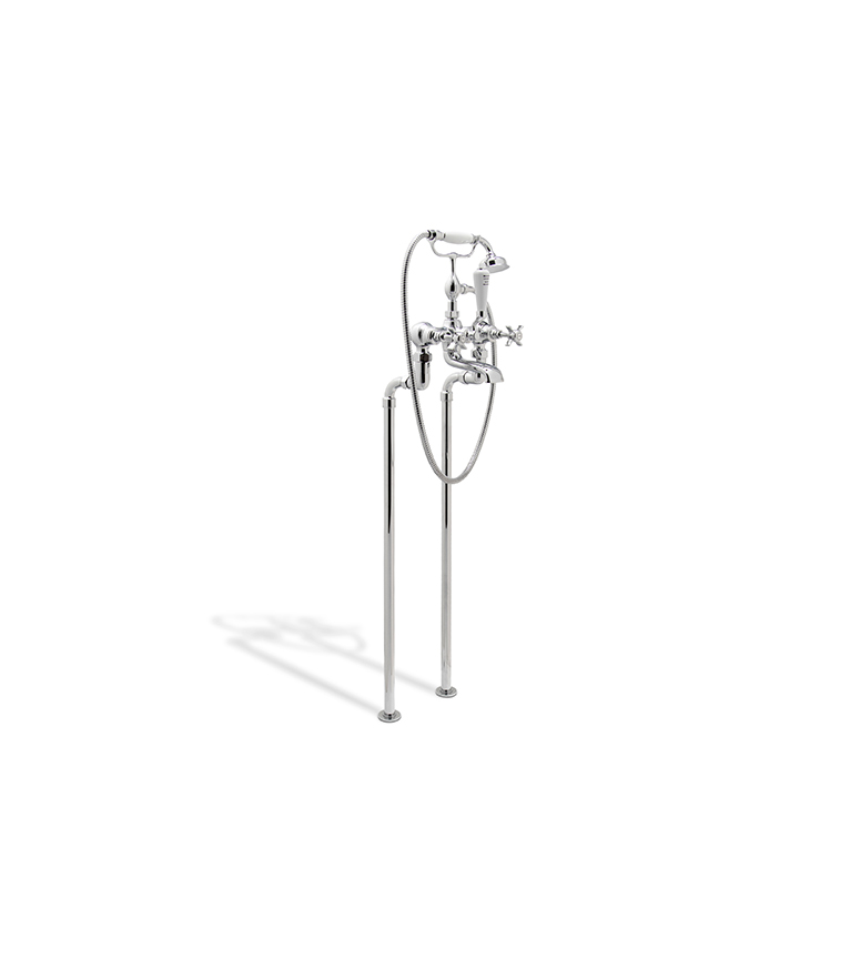 Bourgeois I Floor Mounted Mixer Tap: In Nickel-Plated With A Modern Design - Home'Society
