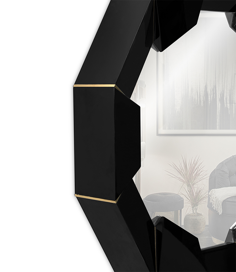 Darian Black Mirror: Black Lacquer and Brass Modern Design - Home'Society
