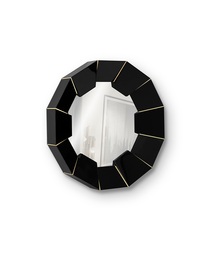 Darian Black Mirror: Black Lacquer and Brass Modern Design - Home'Society