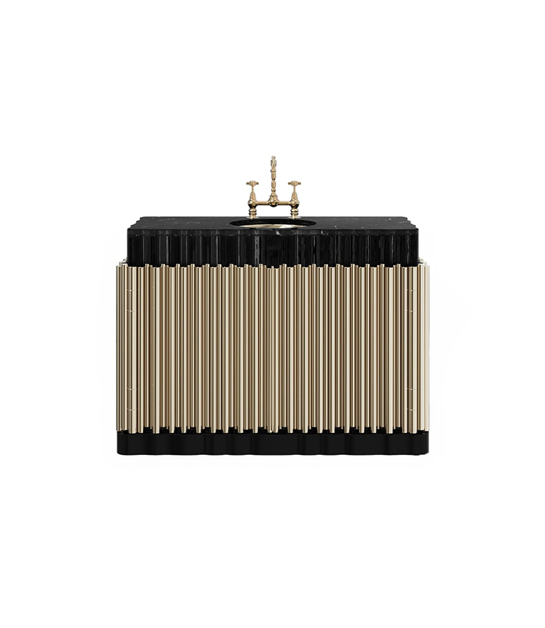 Symphony Single Vanity Cabinet - In Gold-plated Brass - Home'Society