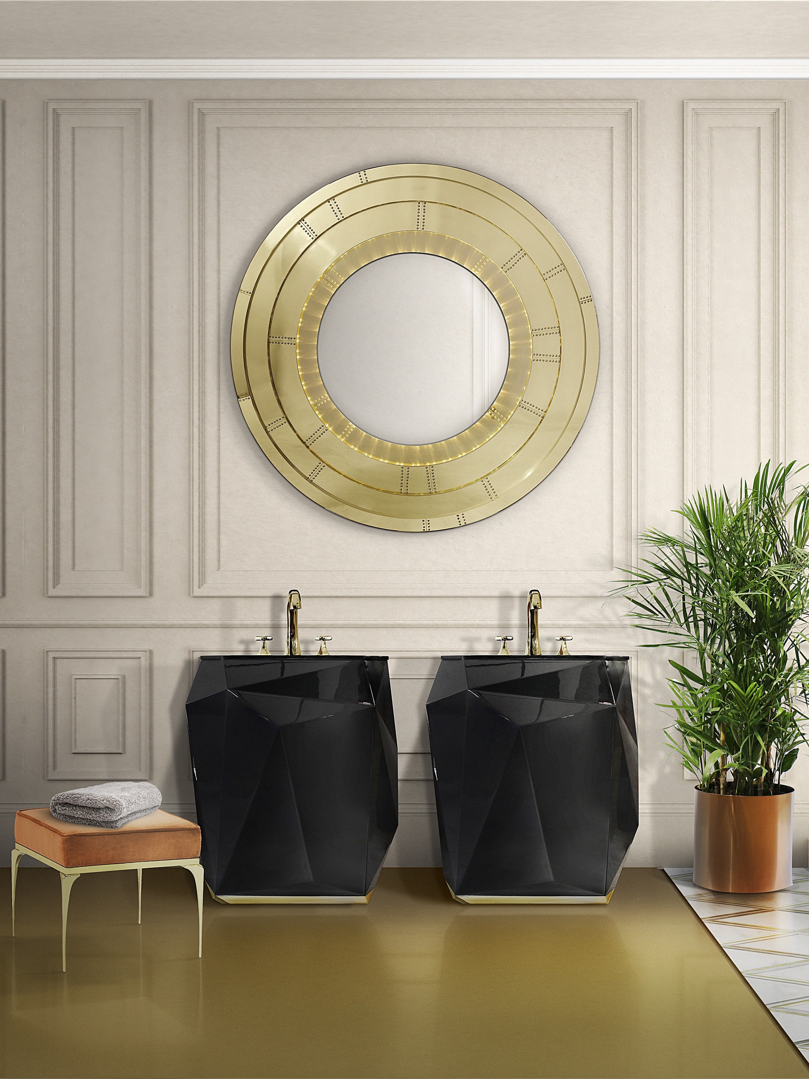 Black Pedestal Sink In Beautiful Bathroom - Home'Society