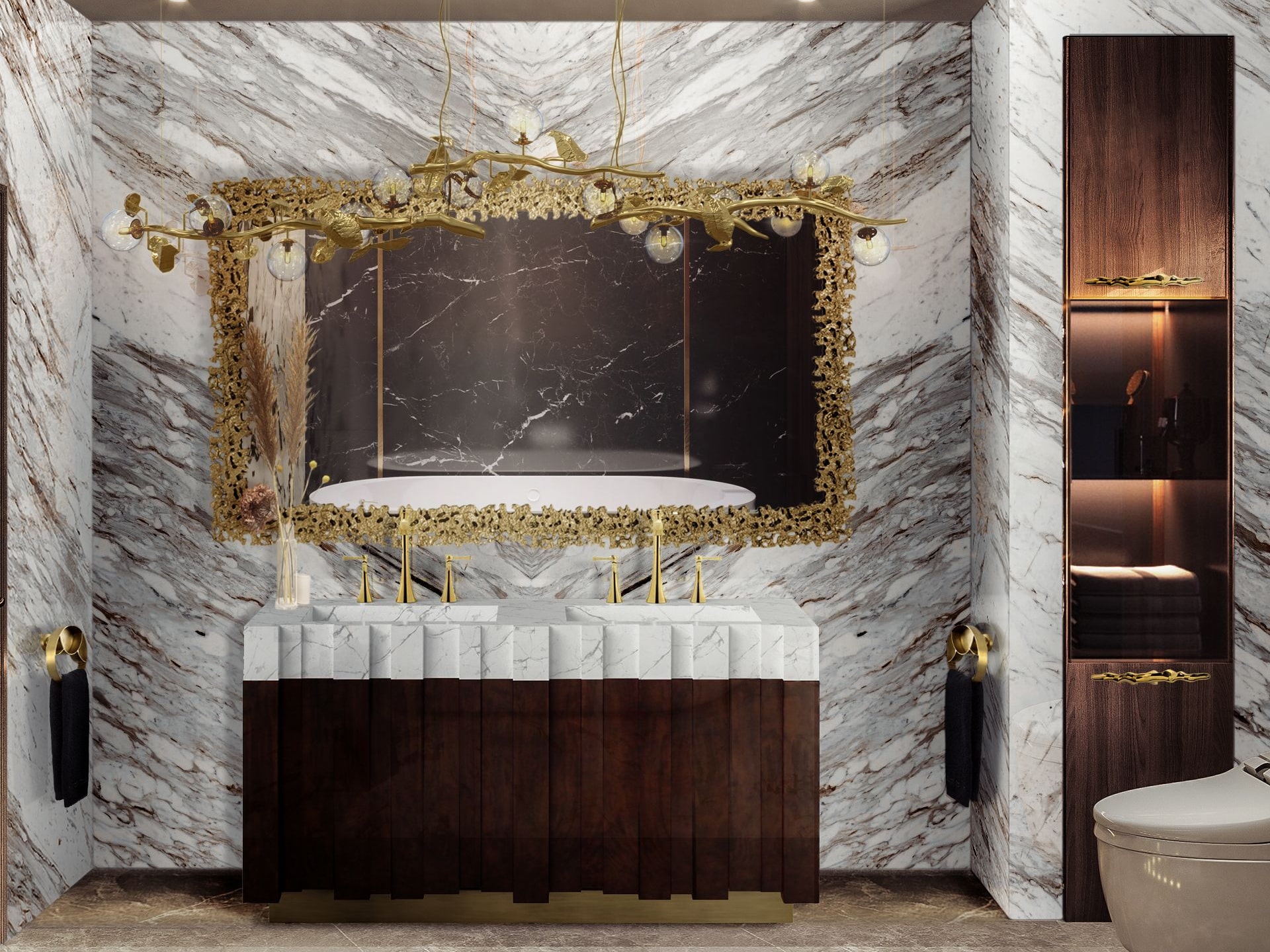 Luxury Bathroom Design With A Marble Sink - Home'Society