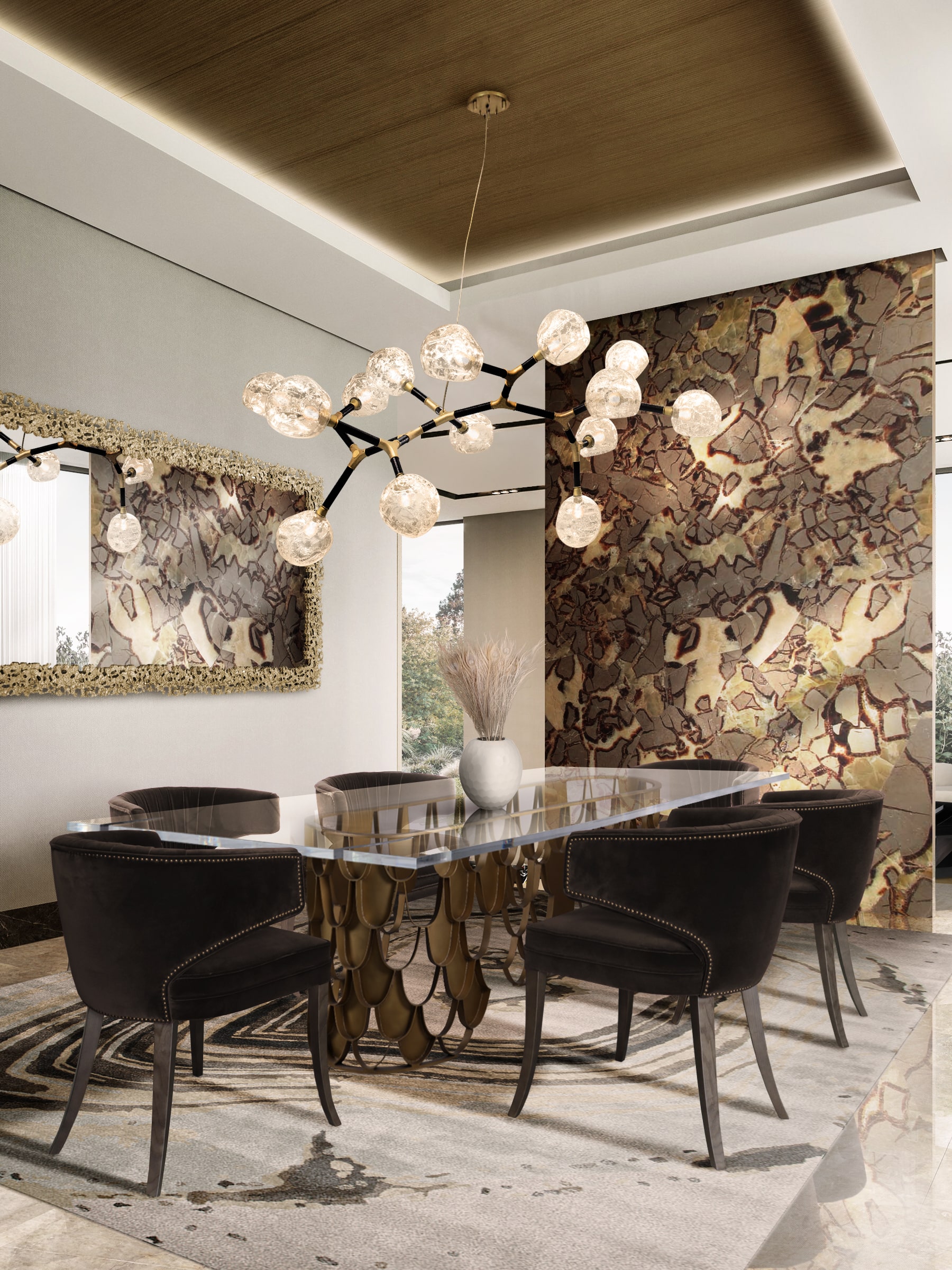 Elegant Dining Room Made Of Aged Brass - Home'Society