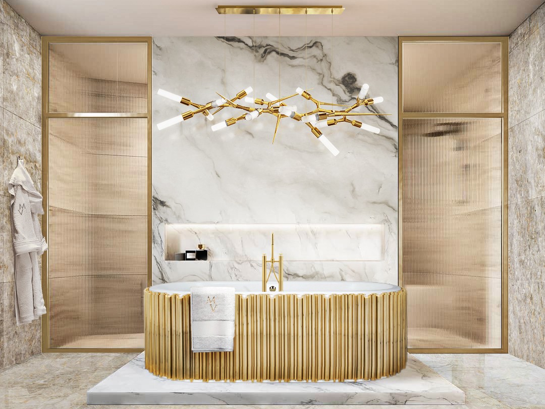 Golden Contemporary Bathroom With Marble - Home'Society