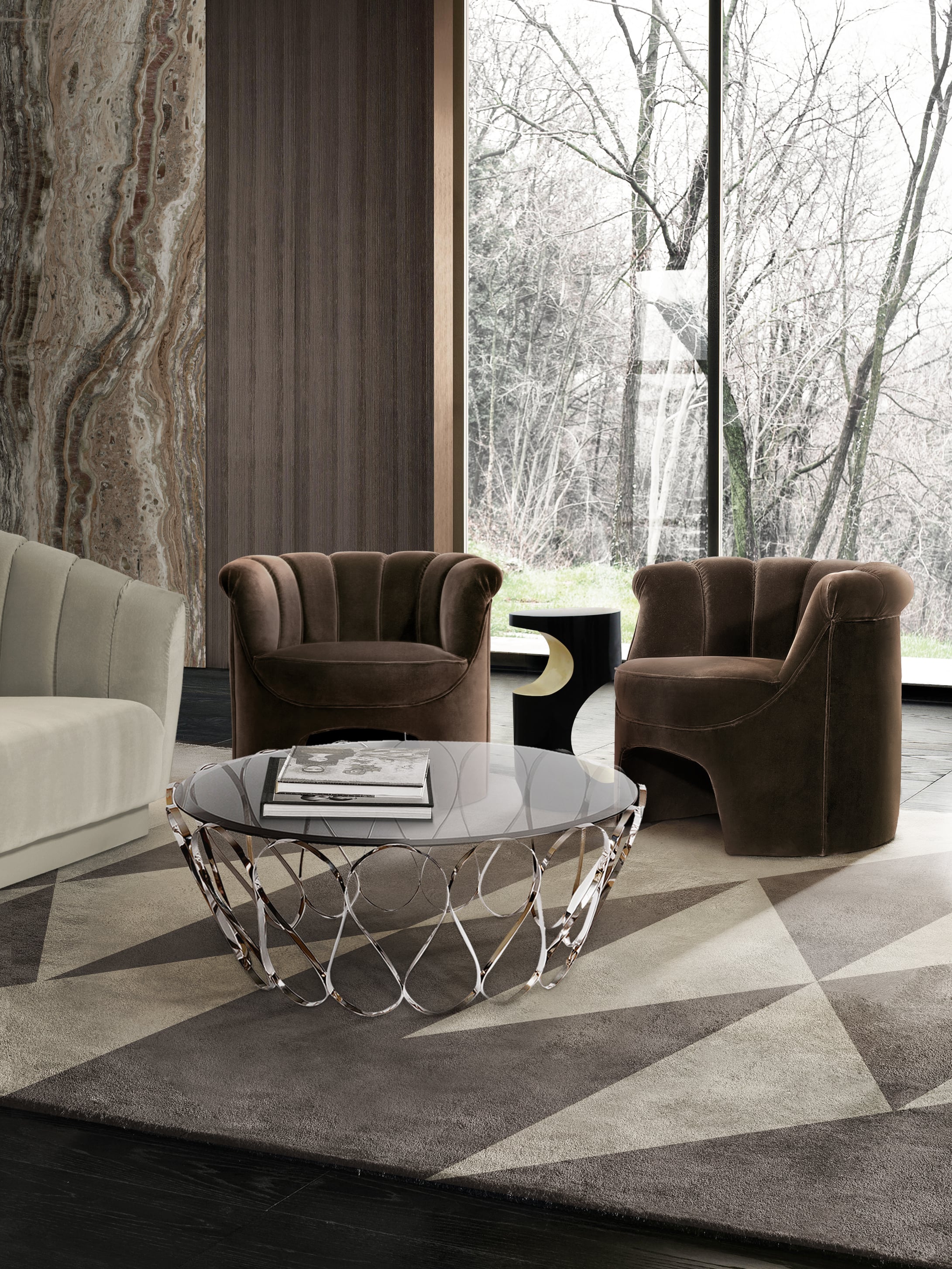 Contemporary Living Room Decor In Brown Tones And Outstanding Textures - Home'Society