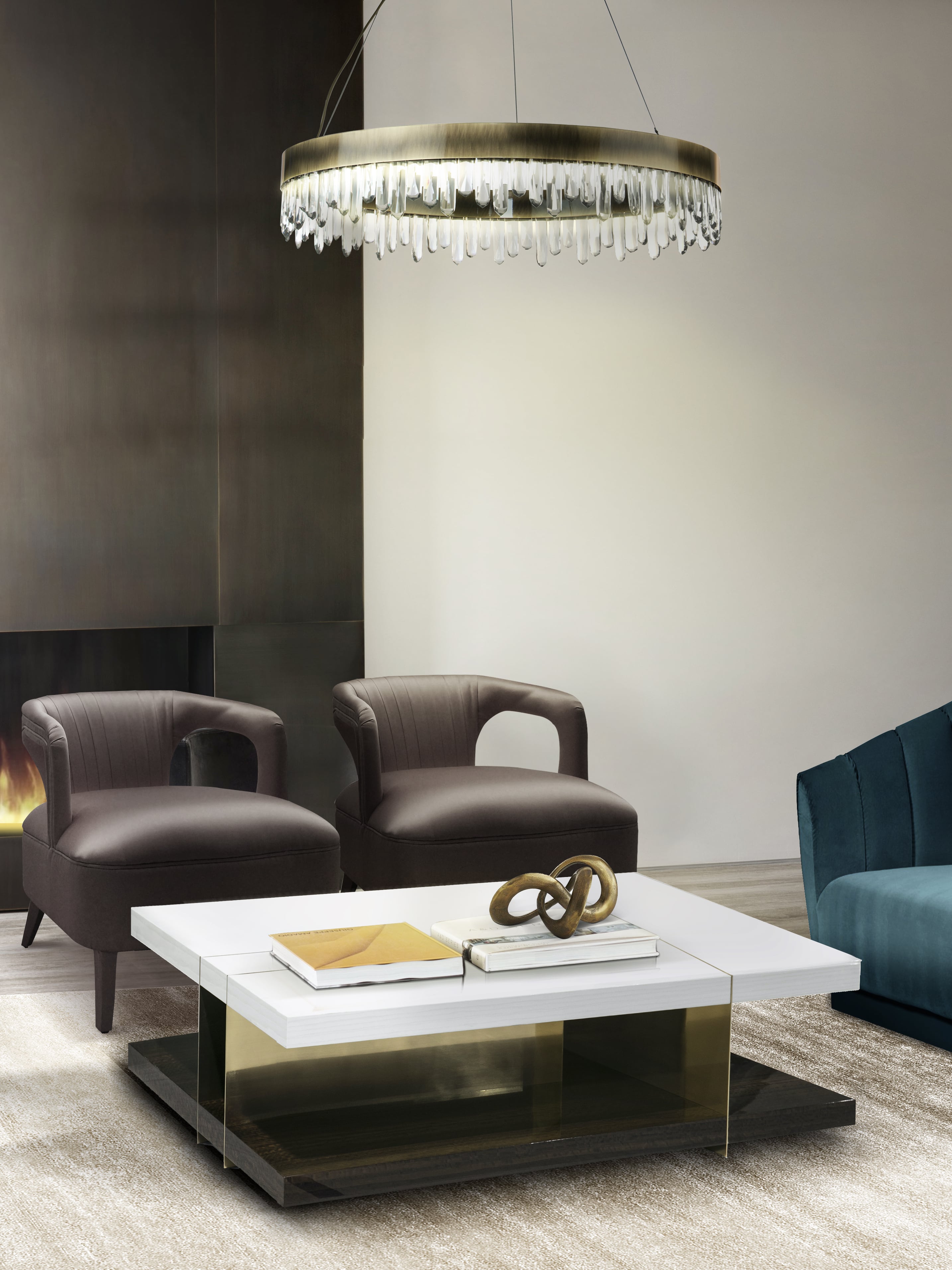 Modern Living Room With Satin Textured Armchair - Home'Society