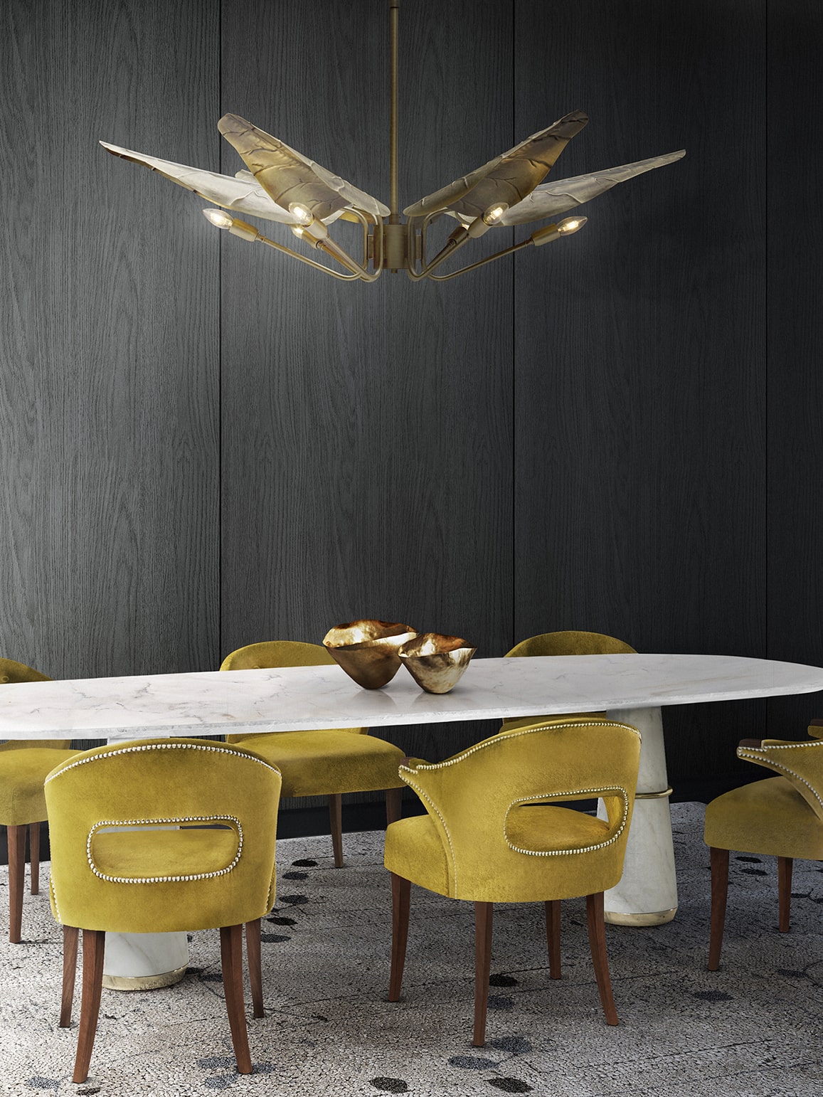Contemporary Dining Room With Yellow Chairs - Home'Society