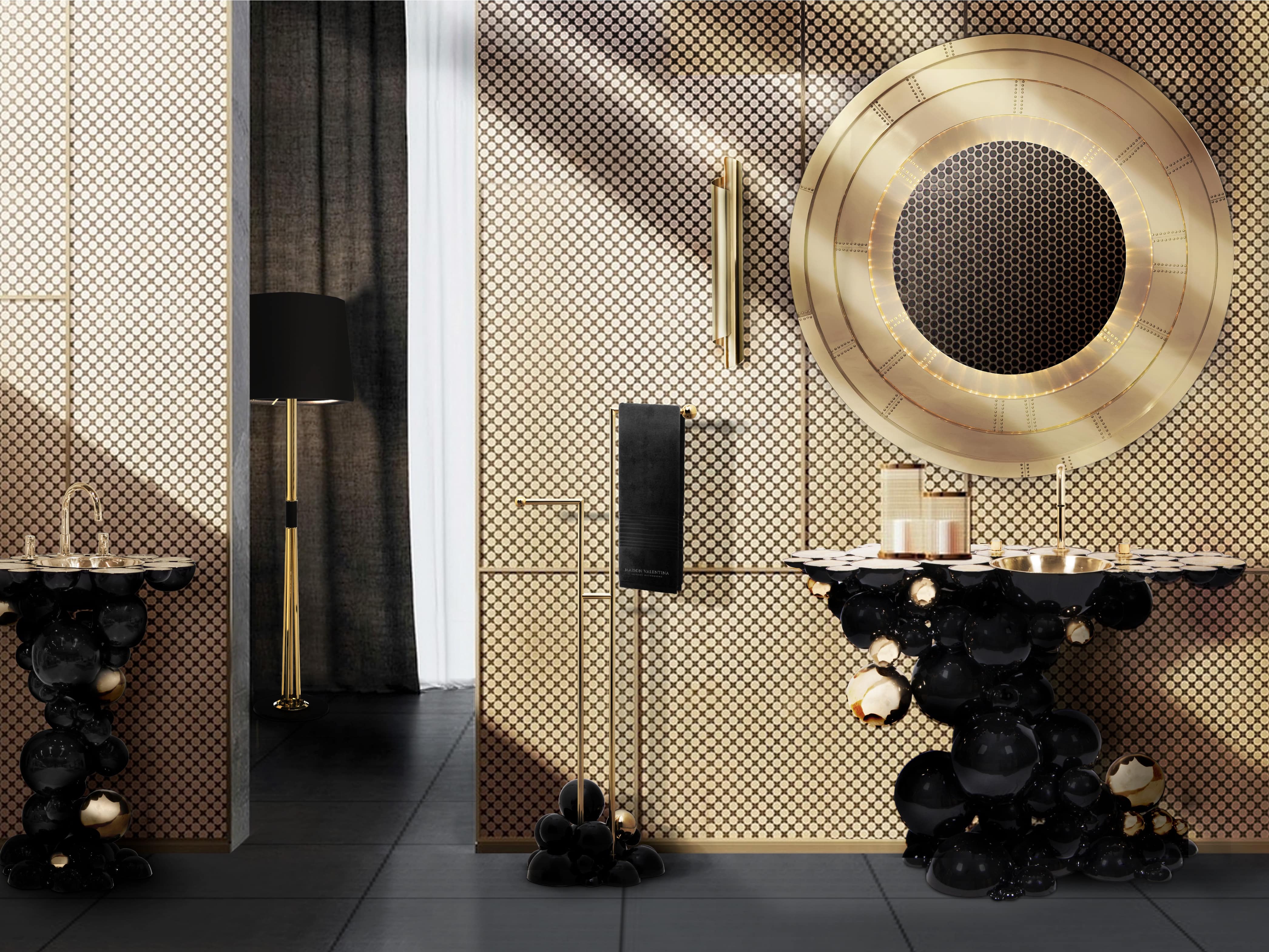 A Blissfuly Unique Black and Gold Bathroom Design - Home'Society