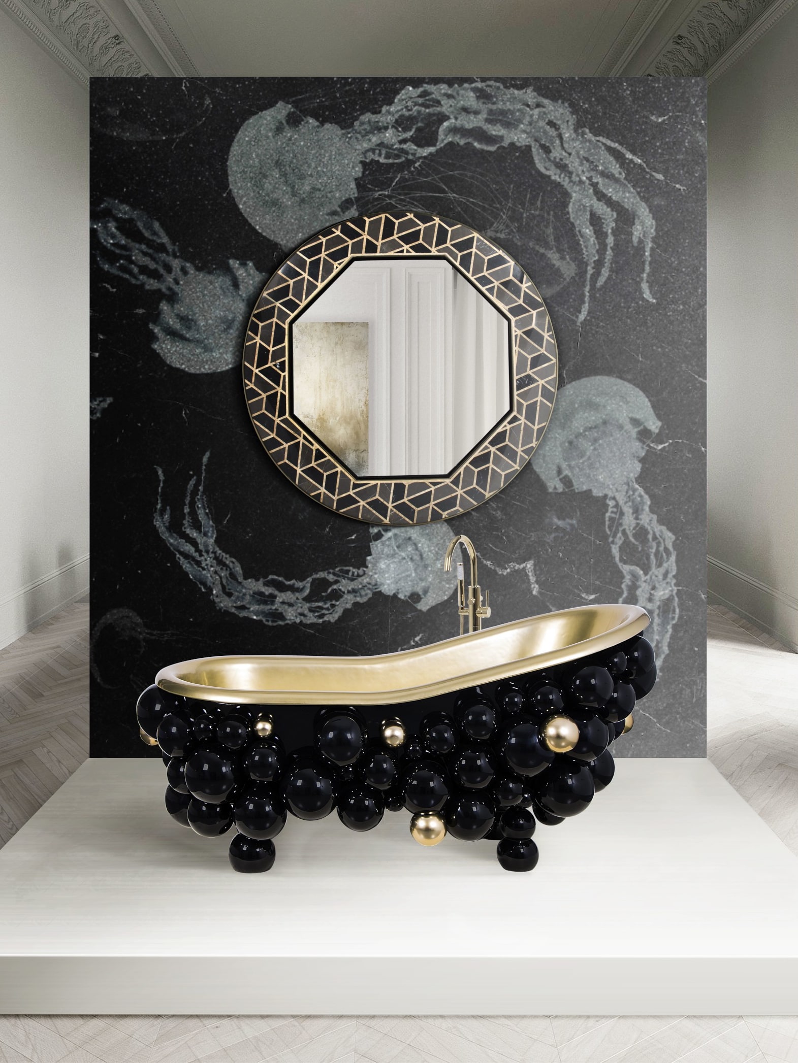 Outstanding Refined Master Bathroom In Black And Gold - Home'Society