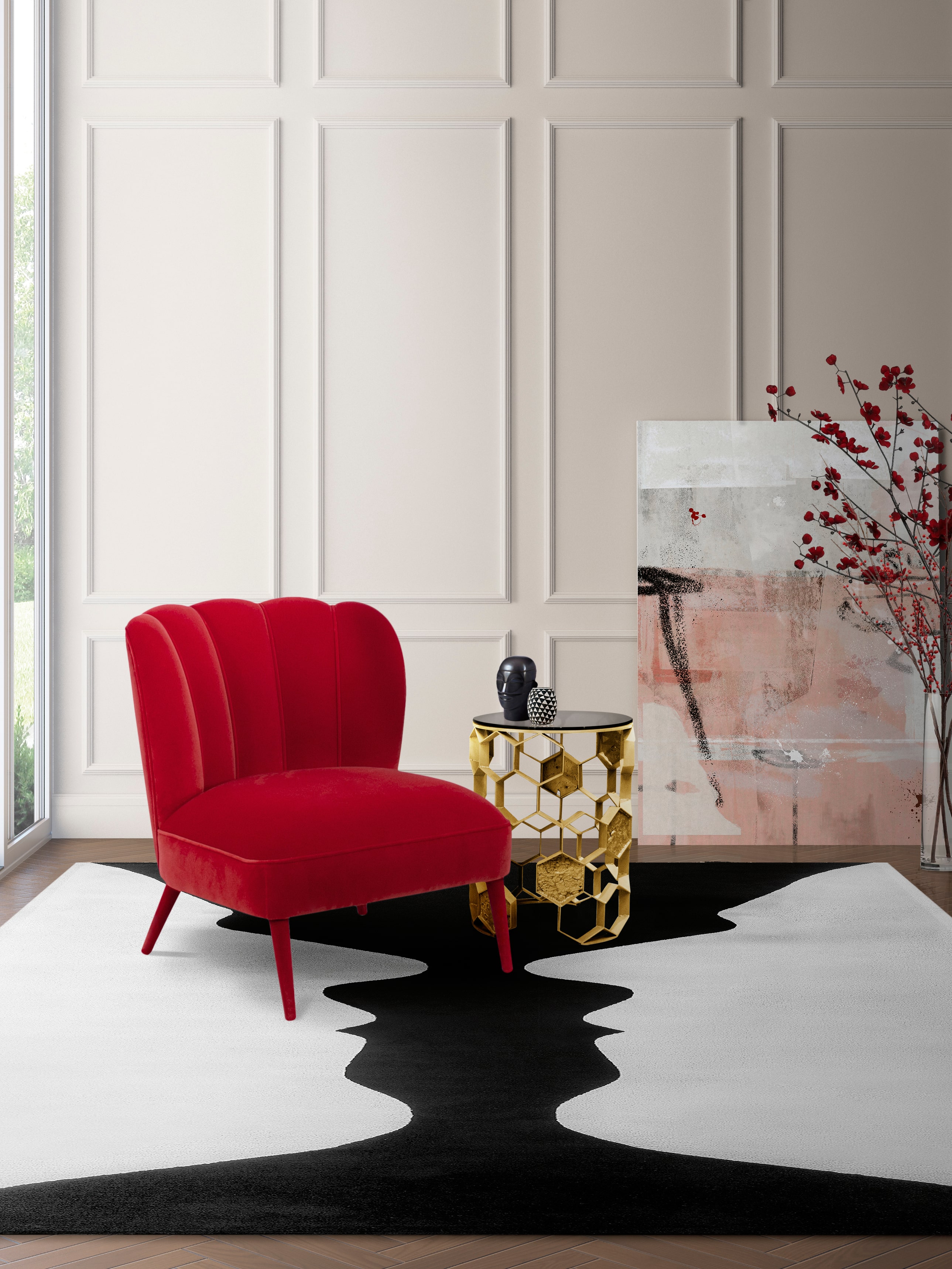 Monochrome Rug With Simple Design - Home'Society