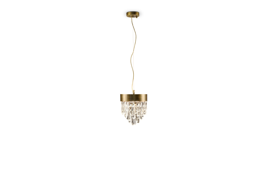 Naicca Brass Pendant Light with Quartz Crystal Diffuser Modern Classic