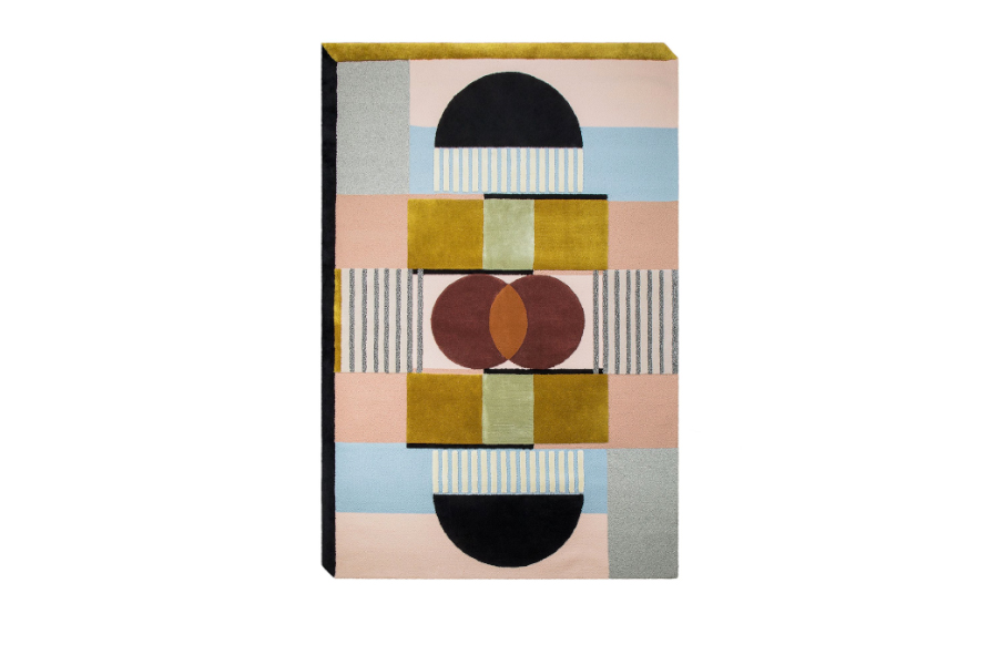 Isaac Rectangle Area Area Rug With Natural Wool and Silk and Geometric Pattern
