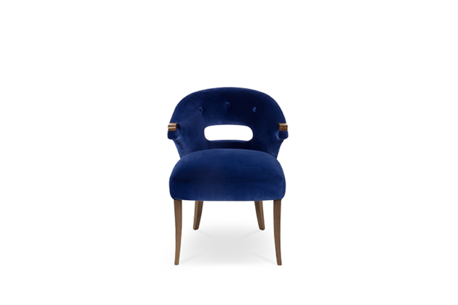 Nanook Velvet Dining Chair Design with Bronze Nails Trim Modern Classic