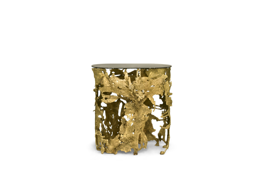 Cay Console Table In Casted Brass With A Bronze Gloss Top