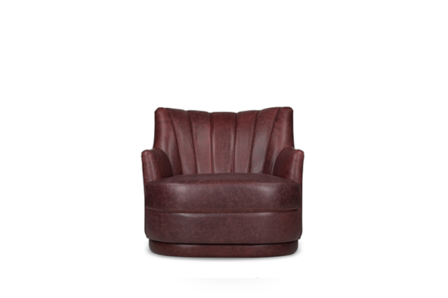 Plum Fully Upholstered Leather Single Sofa Modern Contemporary Design