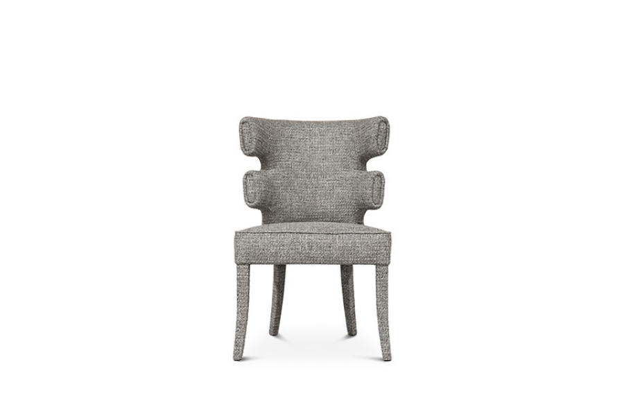 Gaia Dining Chair Upholstered In Twill With A High-Back