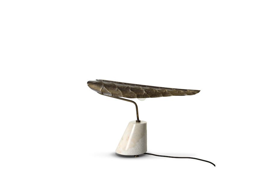 Calla Table Lamp with Marble Base and With Aged Brass Diffuser