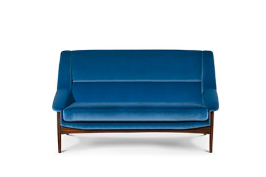 Inca 2 Seat Sofa With A Mid-Century Design Upholstered In Velvet