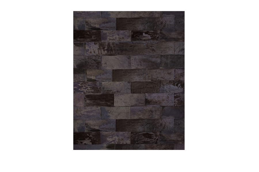 Brick Rectangular Area Rug Handmade in Leather With a Modern Design
