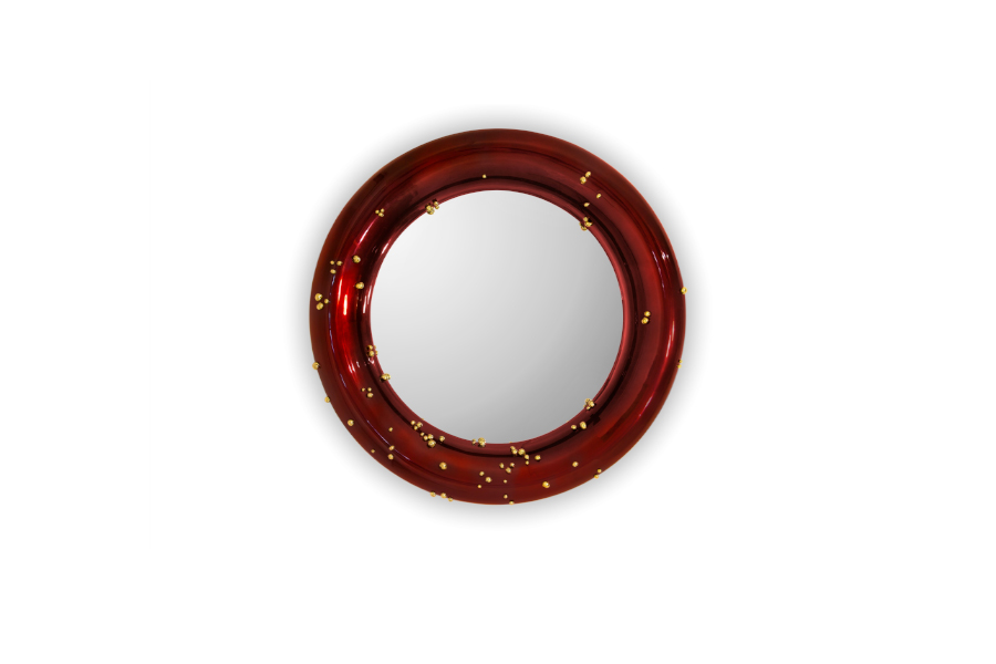 Belize Mirror With Silver Leaf and Brass Details Modern Design