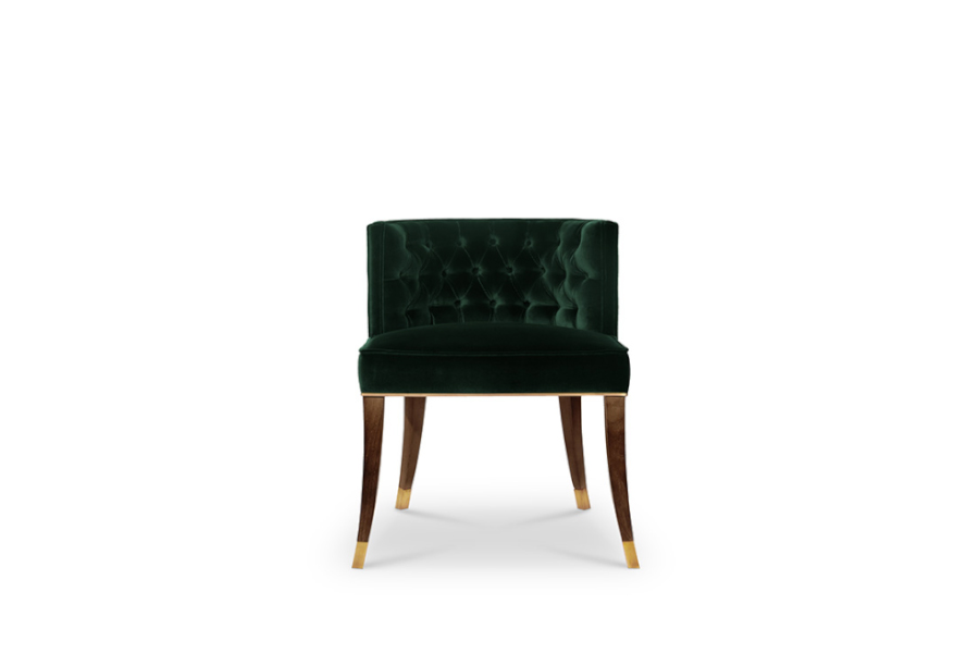 Bourbon Dining Chair Modern Classic Velvet with Brass Detail