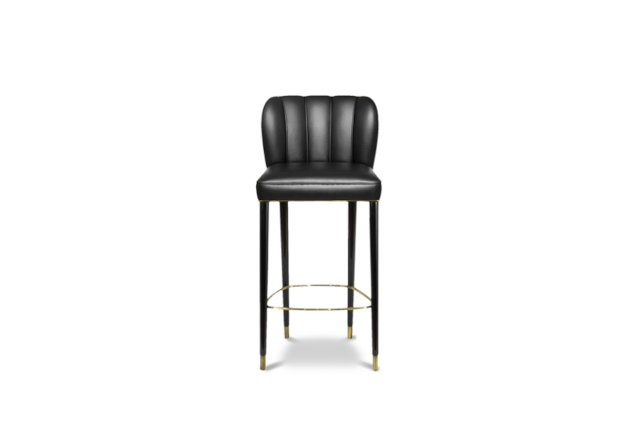 Dalyan Counter Stool with Black Glossy Lacquer Legs Modern Classic