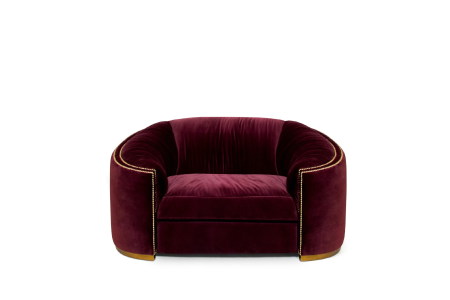 Wales Velvet Single Sofa with Brushed Brass Base Modern Contemproary