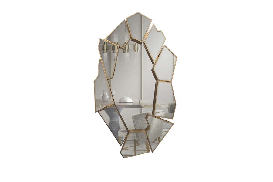 The Crackle Mirror Is Made Of Gold-Plated Brass
