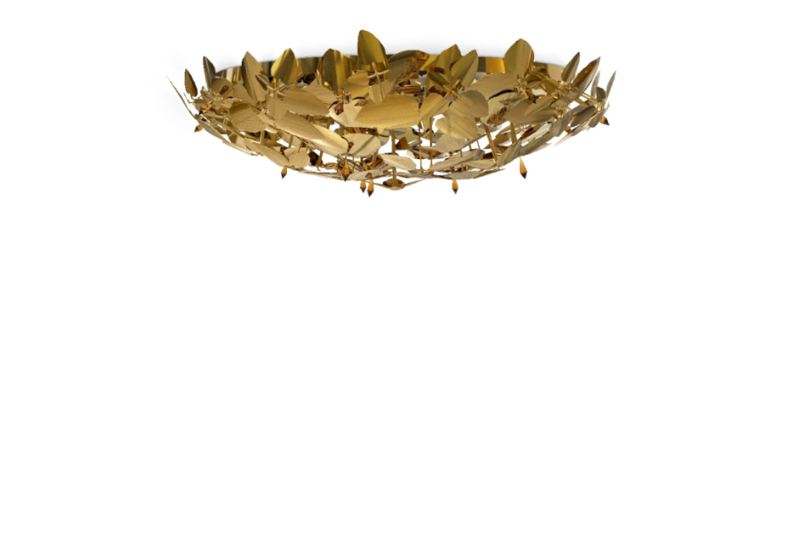 McQueen Ceiling Light Features Hammered Brass For A Luxury Bathroom Design