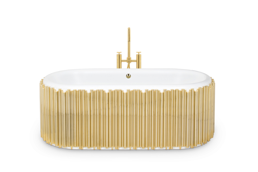 Symphony Gold Plated Brass Bathtub and White Tub
