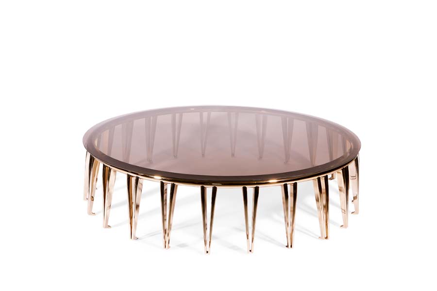 Newson Coffee Table In Gold-Plated Bras For A Modern Interiro Design