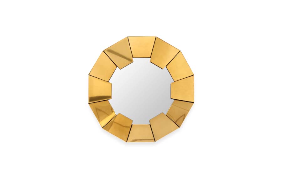 The Darian Mirror in Golden Brass Modern Design