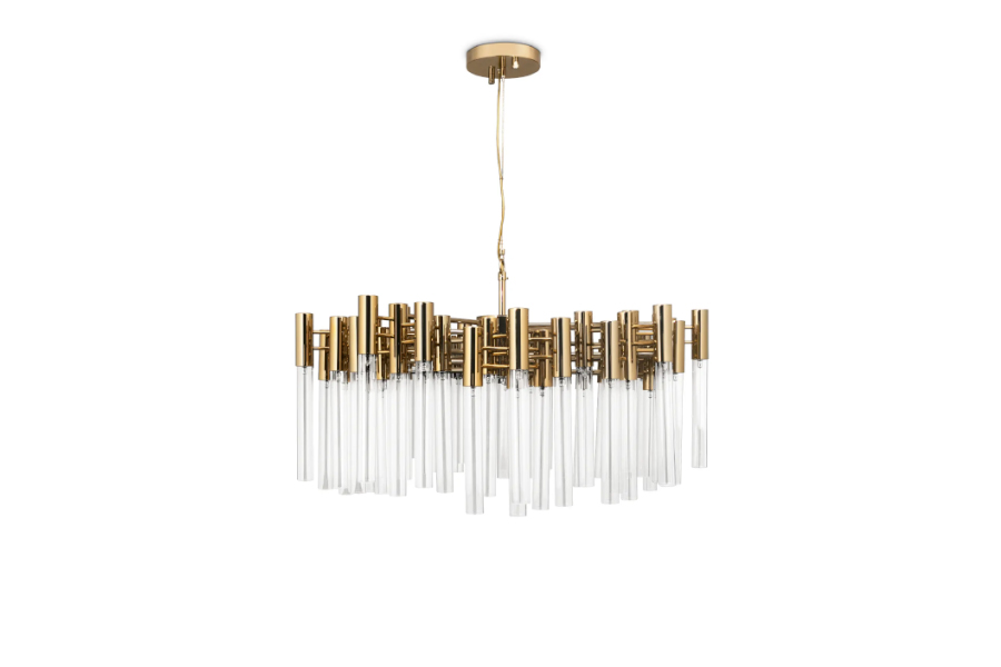 Burj Chandelier In Gold-Plated Brass And Crystal Glass