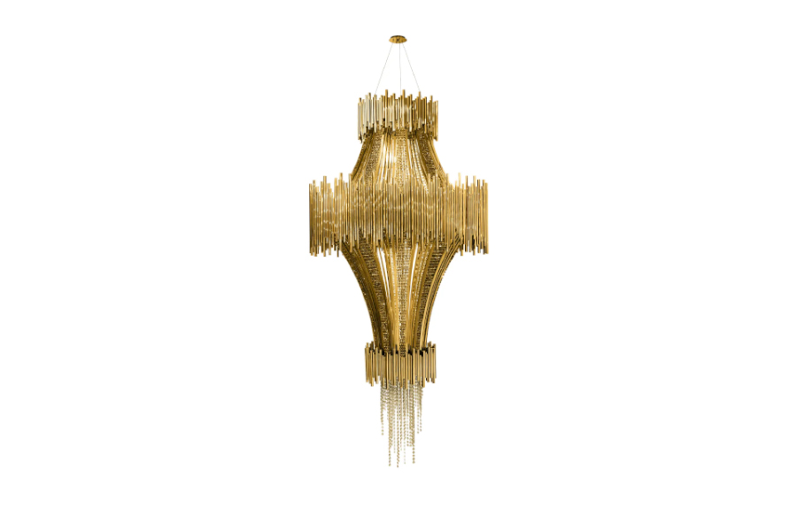 Scala Chandelier Structured In Gold-Plated Brass With A Luxurious Design