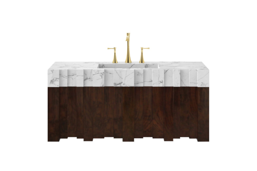 The Nazca Wall Mounted Bathroom Vanity With A Marble Sink