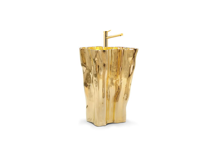 Eden Gold Plated Casted Aluminium Pedestal Sink Modern Design